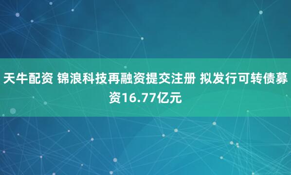 天牛配资 锦浪科技再融资提交注册 拟发行可转债募资16.77亿元