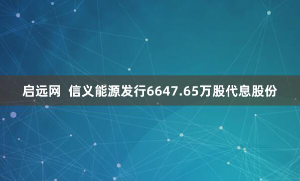 启远网  信义能源发行6647.65万股代息股份